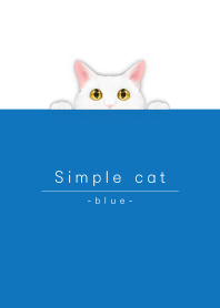 simple white cat/blue.