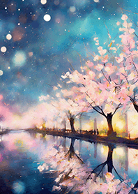 Beautiful night cherry blossoms#1182
