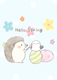 Hedgehog&Shimaenaga:spring blue dot