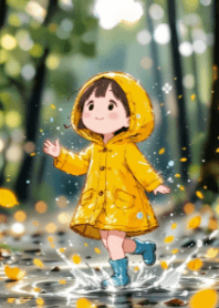 Cute Girl on Rainy Day V.16