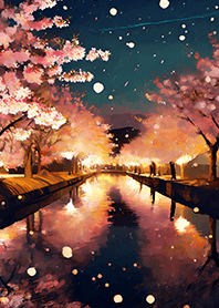 Beautiful night cherry blossoms#2478