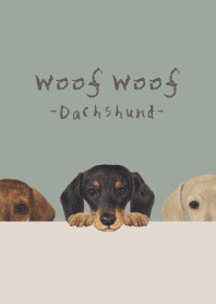 Woof Woof - dachshund - GREEN GRAY