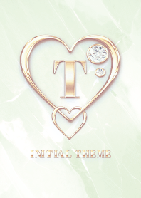 【 T 】 Heart Charm & Initial - Green