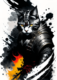 Ink wash cat samurai B1fD1f