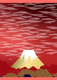 A view of Mt. Fuji on red