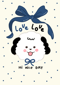 Dog black love love cute red beige blue