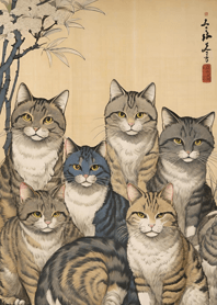 Ukiyo-e A Bunch of Cats b3698a