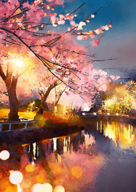 Beautiful night cherry blossoms#369