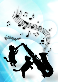 Cat playing music sax Ver.