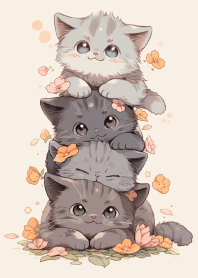 Cute cats stack up