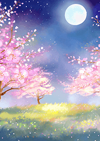 Beautiful night cherry blossoms#1043