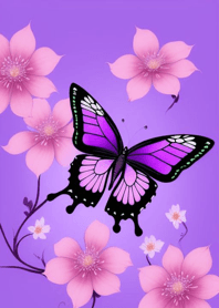 Dreamy Purple Flowers Butterflies dvJbJ