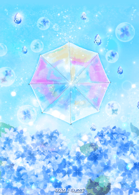 全運UP☆極光傘和繡球花淺藍色ver。