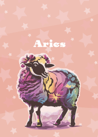 Aries constellation on pink & blue