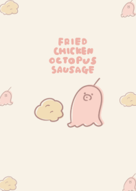 簡單的 炸雞 章魚香腸 淺褐色的