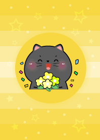 Simple Black Cat Love Yellow Theme