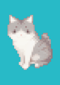 Tema Seni Piksel Kucing Hijau 06