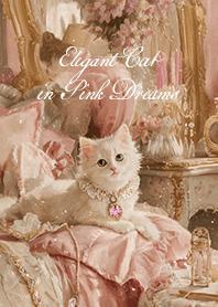 ピンクベルベットの午後に眠る白猫