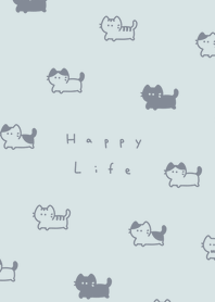 Long Cat pattern/light blue white