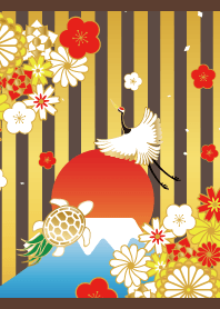 First sunrise crane turtle on brown