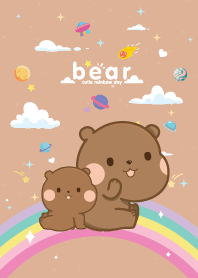 Brown Bears Rainbow Star Pastel Brown