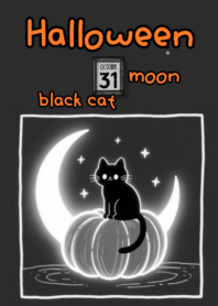 Halloween, black cat, moon