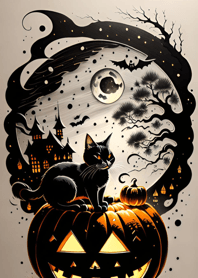 halloween cat AB137c
