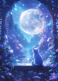 Dreamy cat in the purple flower land_BU.