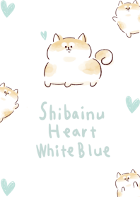 シンプル しばいぬ ハート ホワイト ブルー