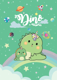 Dino Unicorn Rainbow Galaxy Green