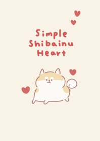 Simple Shiba Inu Heart Beige Red