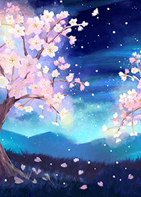 Beautiful night cherry blossoms#2182