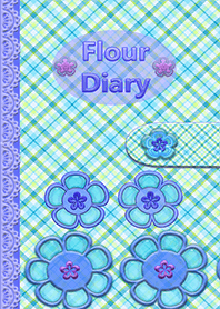 Blue Flower Check Diary