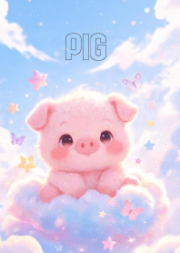 Kawaii Pig In Sky & Cloud