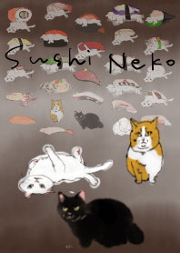 Three cats and sushi, chocolate color