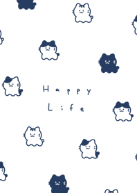 Smile Cats|white navy.