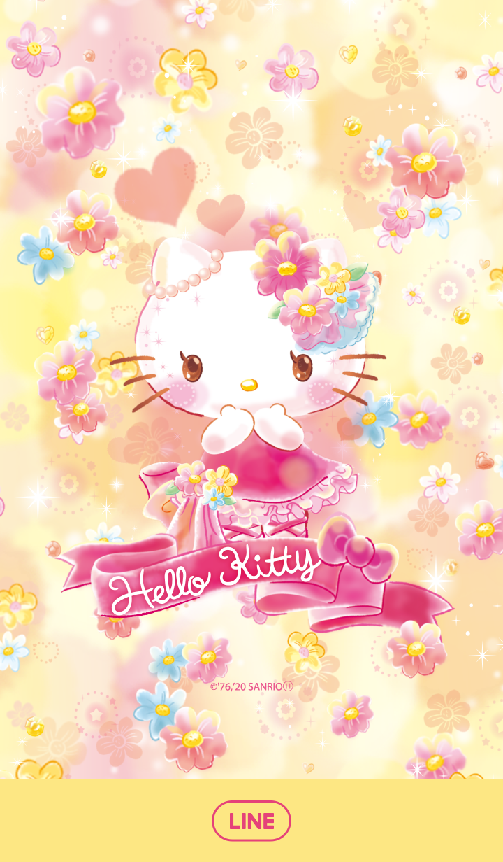 Hello Kitty　缤纷花朵（奶油黄）