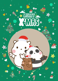 หมีสามตัว น่ารัก วันคริสต์มาส สีเข้ม