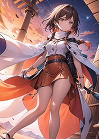 Beautiful girl under the starry sky