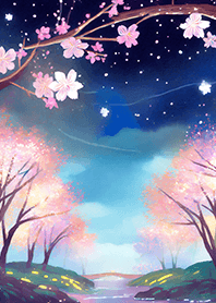 Beautiful night cherry blossoms#224