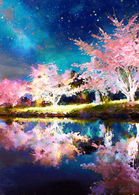 Beautiful night cherry blossoms#881