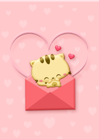 Cat In Love on pink background