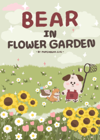 BEAR IN FLOWER GARDEN