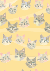 Whimsical Cats2 on light yellow