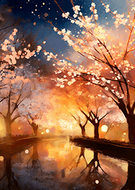 Beautiful night cherry blossoms#989