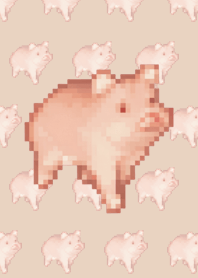 돼지 패턴 픽셀 아트 테마 베이지 02
