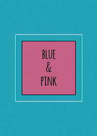 ブルー&ピンク バイカラー/ラインスクエア