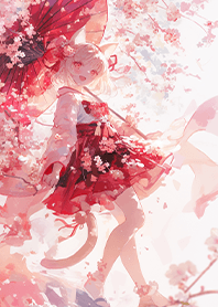 Cat-girl under the cherry blossoms 2