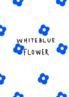 White and blue flowers.