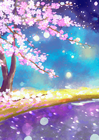 Beautiful night cherry blossoms#1421